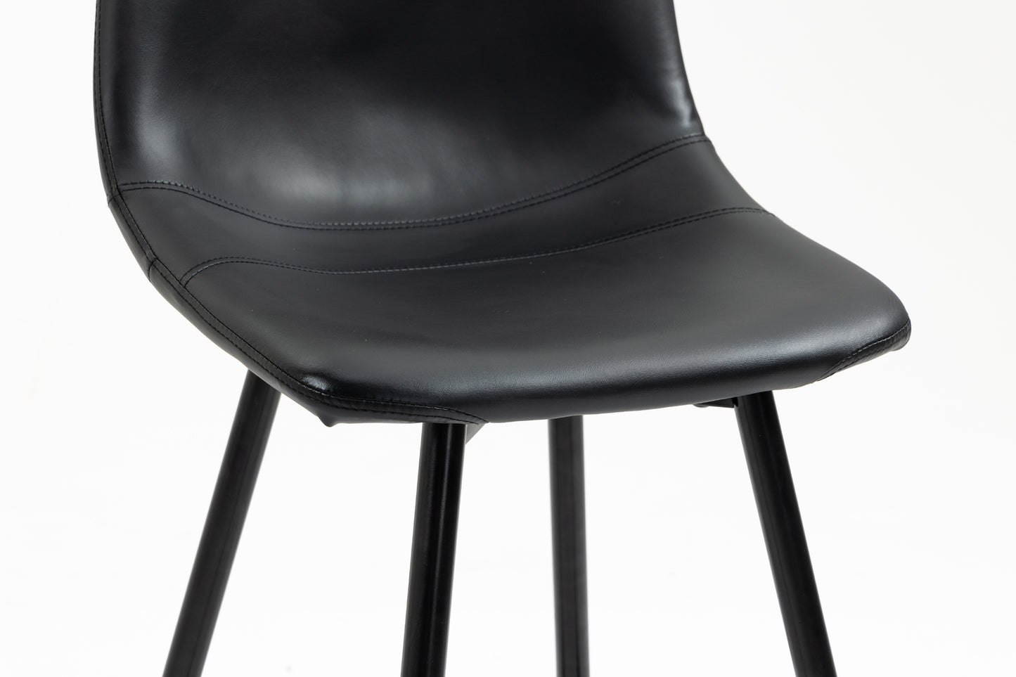 Set of 2 Modern Faux Leather Bar Stools Black