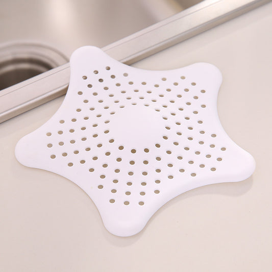 4 Pack Kitchen Sink Strainer Shower Bath Drain Protector Silicone Waste Filter White Star