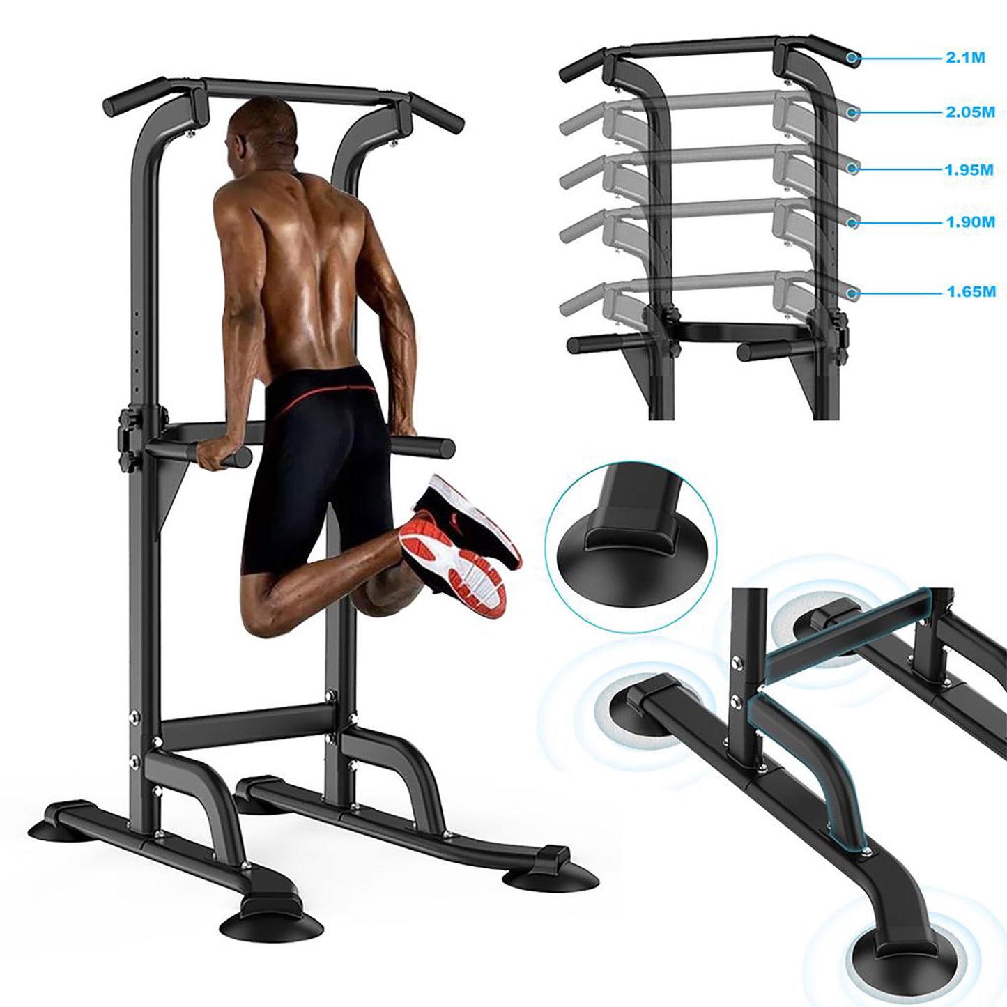 Adjustable Power Tower Pull Up Dip Station Home Gym Workout