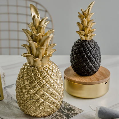 Elegant Gold Pineapple Sculpture Desktop Ornament Decor