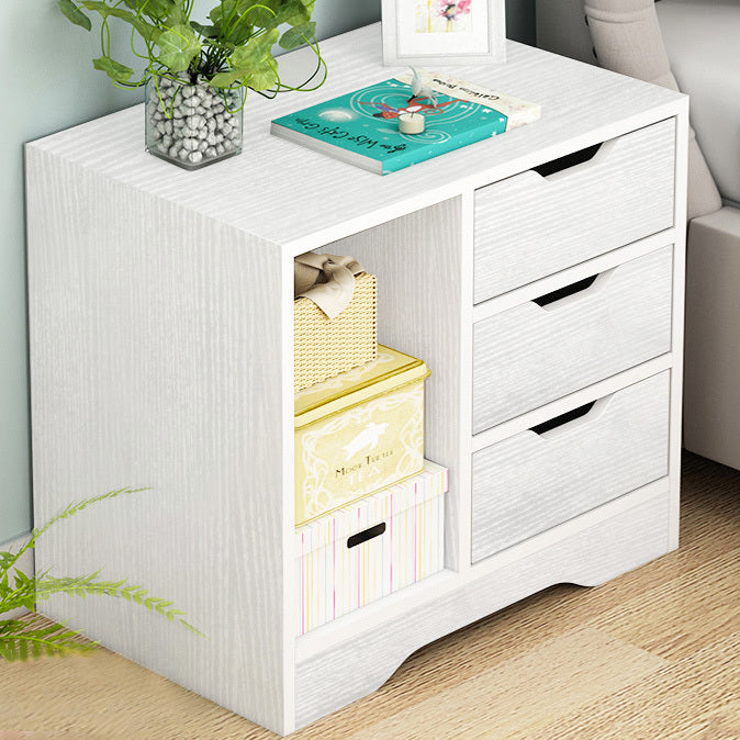 Stylish 3 Drawer Cabinet and Shelf Utility Side Table White