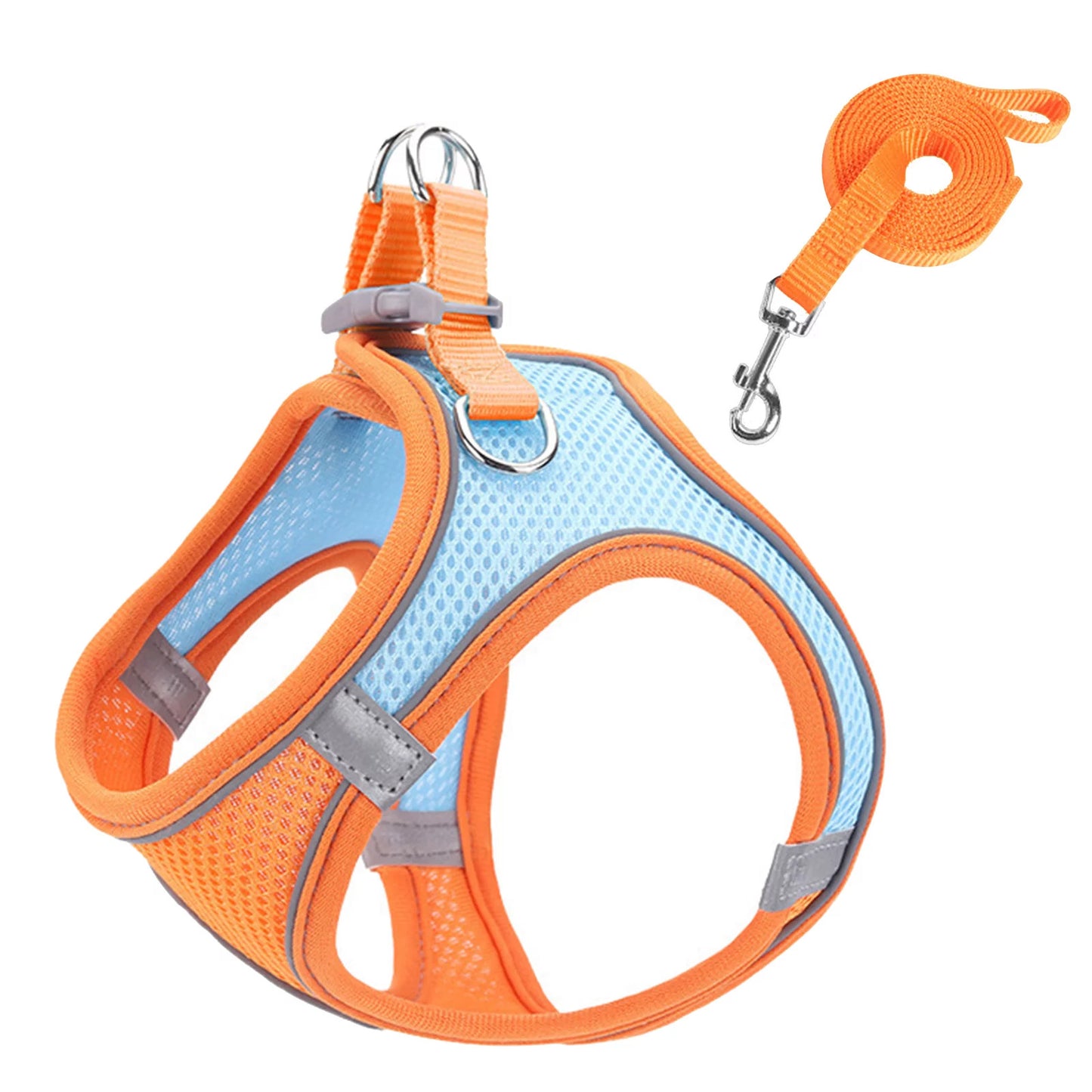 Medium Dog Harness and Leash Set Pet Vest Lead Orange