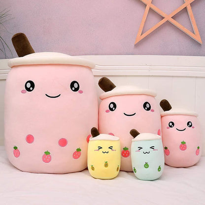 40cm Bubble Tea Plush Toy Boba Cuddly Doll Pillow Cushion Pink