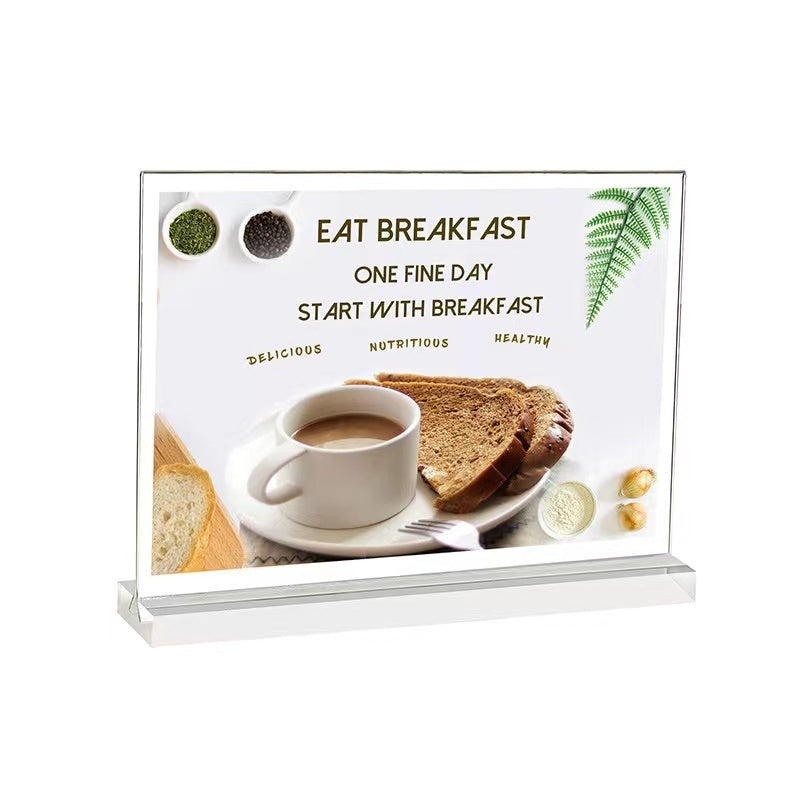 A5 Clear Acrylic Horizontal Display Sign Holder for Office and Retail