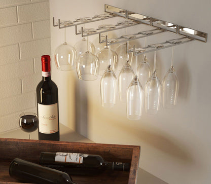 Wine Glass Hanger Rack Under Cabinet Stemware Storage Organizer for Kitchen Bar