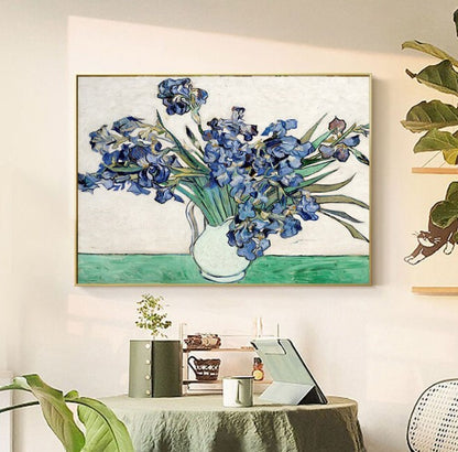 60cm Vase of Irises Canvas Wall Art Van Gogh Painting Print Decor