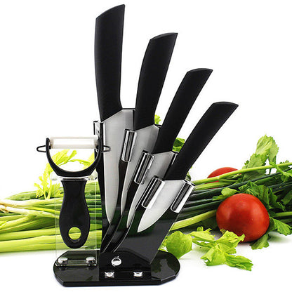 Ultra Sharp 6 Piece Ceramic Knife Set for Precision Cutting Black