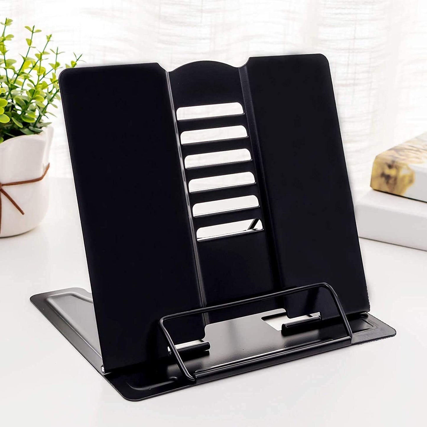 Portable Adjustable Metal Book Stand Reading Rest Black