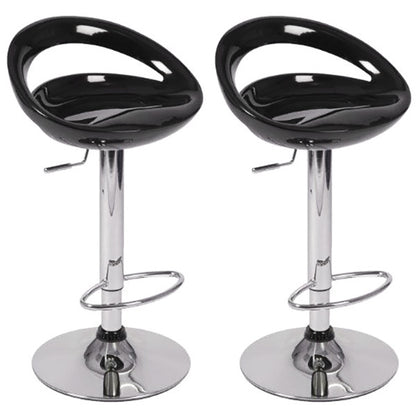 Set of 2 High Gloss Designer Bar Stools Modern Black