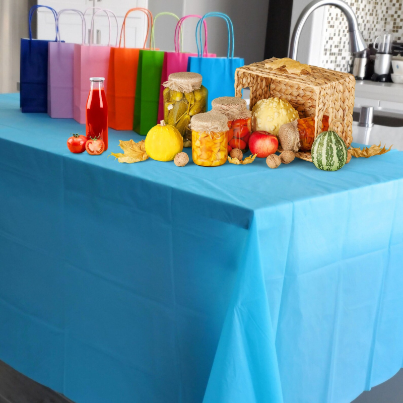 Large Disposable Party Tablecloth Rectangle Table Cover Blue