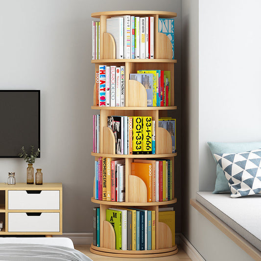 5 Tier Rotating Display Shelf Bookcase Organiser Oak