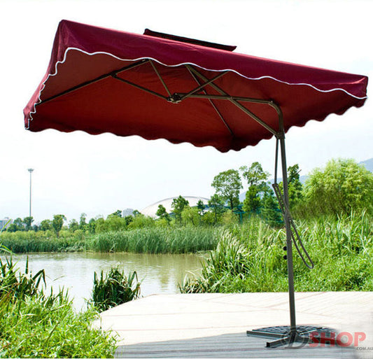 Large Square Cantilever Outdoor Umbrella UV Protection Maroon