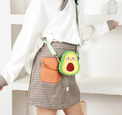 Cute Avocado Silicone Crossbody Bag for Girls