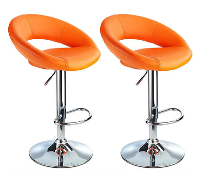 Set of 2 Modern Bar Stools Stylish Moon Chairs Orange