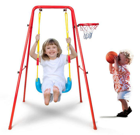 Kids 2 In 1 Swing and Basketball Playset for Backyard Fun