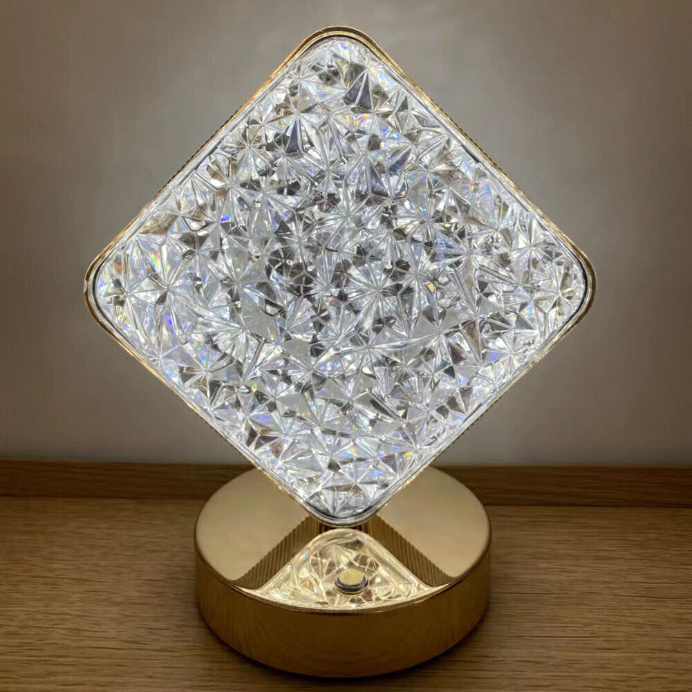 Elegant LED Crystal Diamond Cordless Night Light for Bedroom Decor