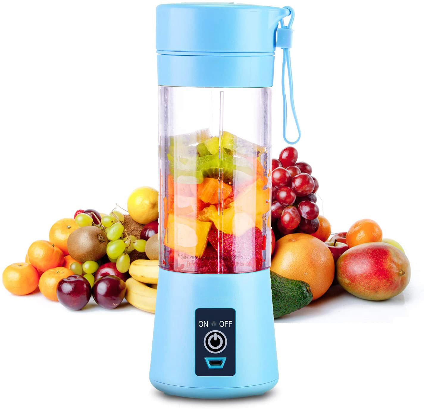 Portable Mini Smoothie Maker Glass Juicer Blender Blue