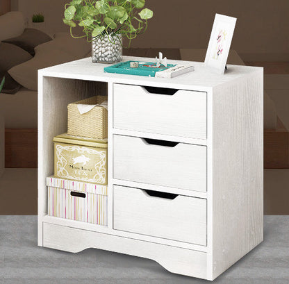 Stylish 3 Drawer Cabinet and Shelf Utility Side Table White