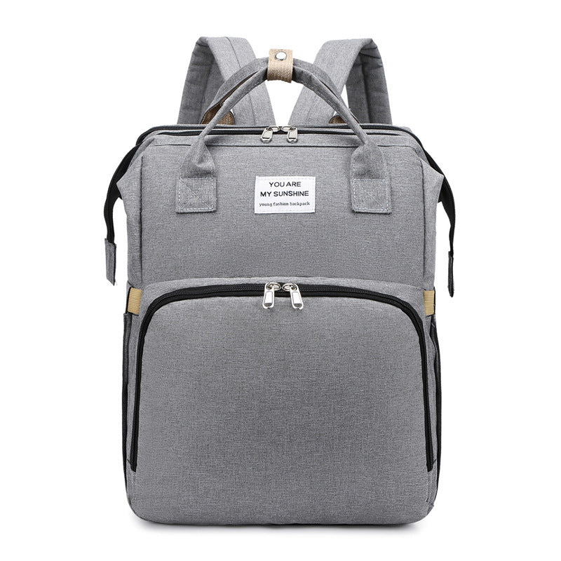 Convertible Baby Nappy Bag with Changing Bed Grey