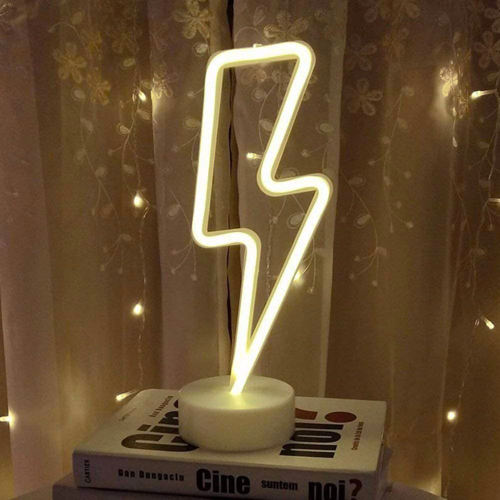 Neon Lightning Bolt LED Night Light Lamp for Bedroom Decor