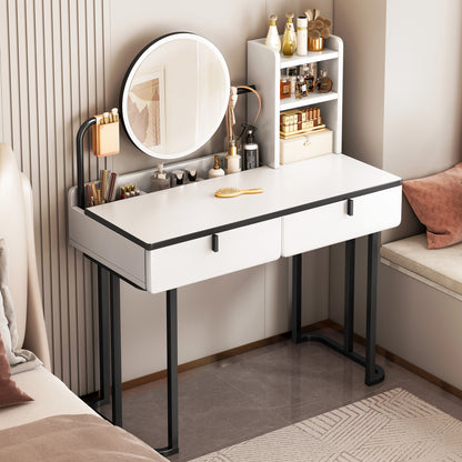 LED Vanity Table with Mirror and Storage Drawers for Makeup and Beauty