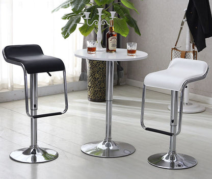 Set of 5 Luxury Faux Leather Chrome Bar Stools White