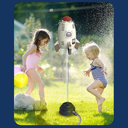 Water Rocket Launcher Rotating Sprinkler Toy for Kids Fun Blue