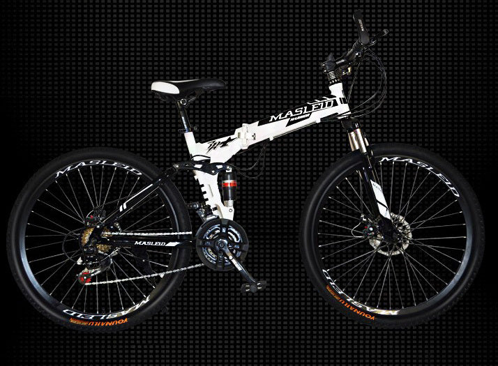 21 Speed Dual Suspension Foldable Mountain Bike White Black