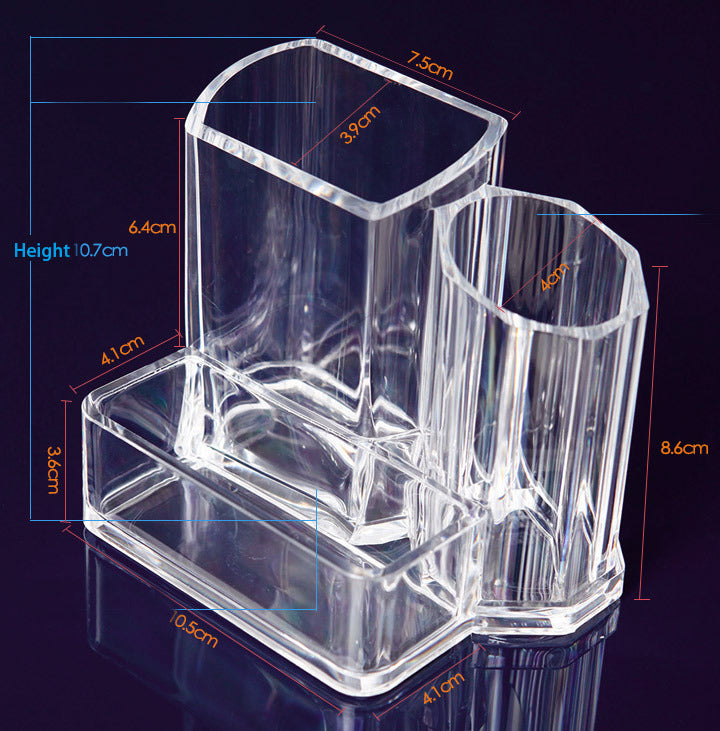 Clear Acrylic Desk Organizer with Pen and Business Card Holder for Office Essentials