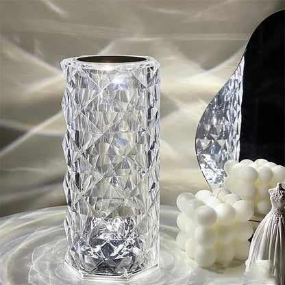 Rose Diamond Crystal LED Touch Sensor Night Light for Bedroom Decor