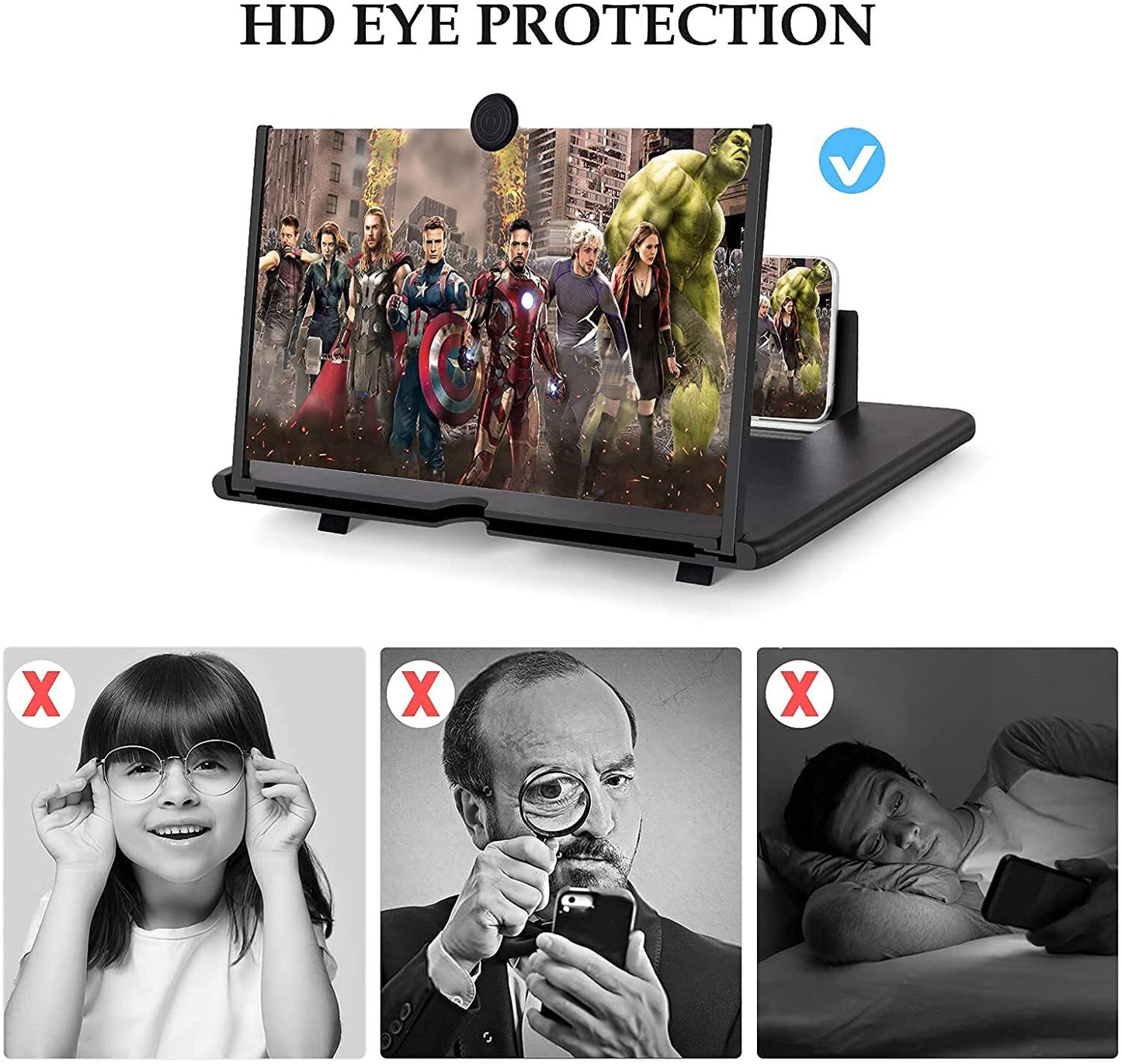 12" Ultra HD 3D Phone Screen Magnifier for Movies and Videos