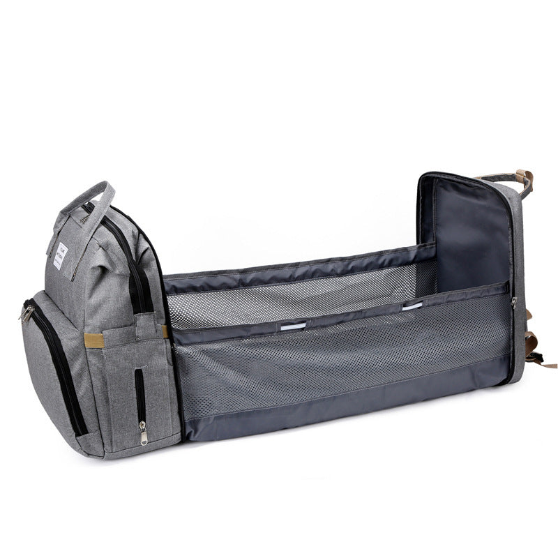 Convertible Baby Nappy Bag with Changing Bed Grey