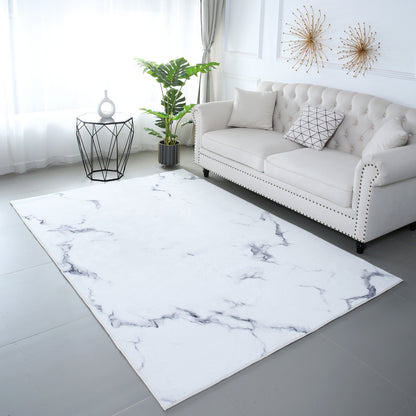 XL Extra Large 300 x 200 Luxury Plush Comfort White Marble Rug Carpet Mat