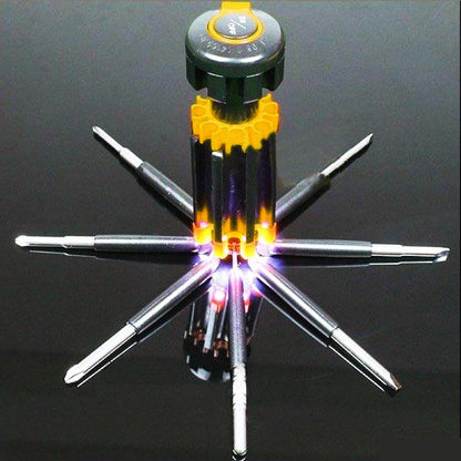 8-in-1 Multi-Tool Screwdriver with LED Flashlight Kit