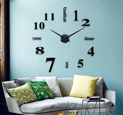 Large Modern DIY Wall Clock Home Decoration Black