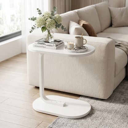 Sofa Bed Side Table Laptop Desk White Accent Coffee Stand (White)