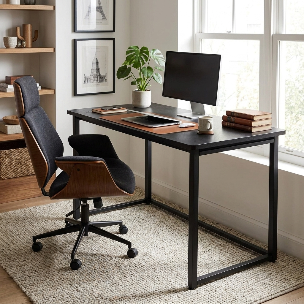 Space-Saving Folding Table Desk Space-Saving Black