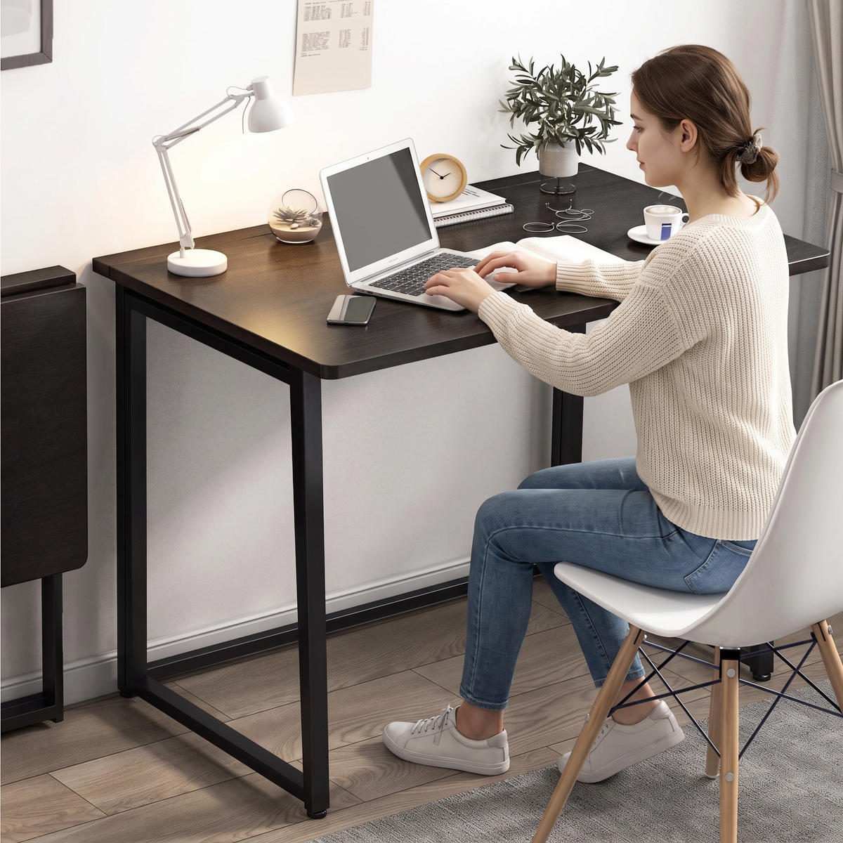 Space-Saving Folding Table Desk Space-Saving Black
