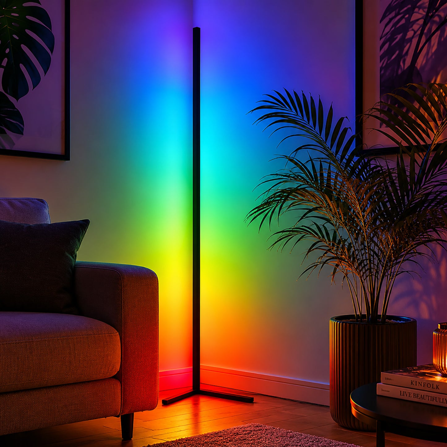 Colour Changing LED Corner Floor Lamp RGB Mood Lighting