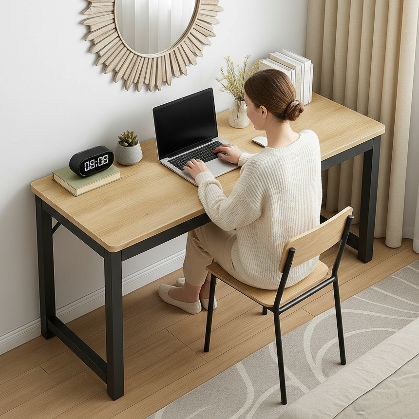 Narrow Wood Metal Console Table Modern Rustic Oak