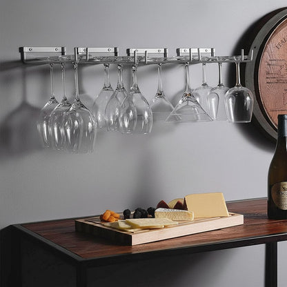 Wine Glass Hanger Rack Under Cabinet Stemware Storage Organizer for Kitchen Bar