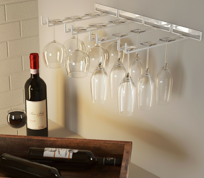 Wine Glass Hanger Rack Under Cabinet Stemware Storage Organizer for Kitchen Bar