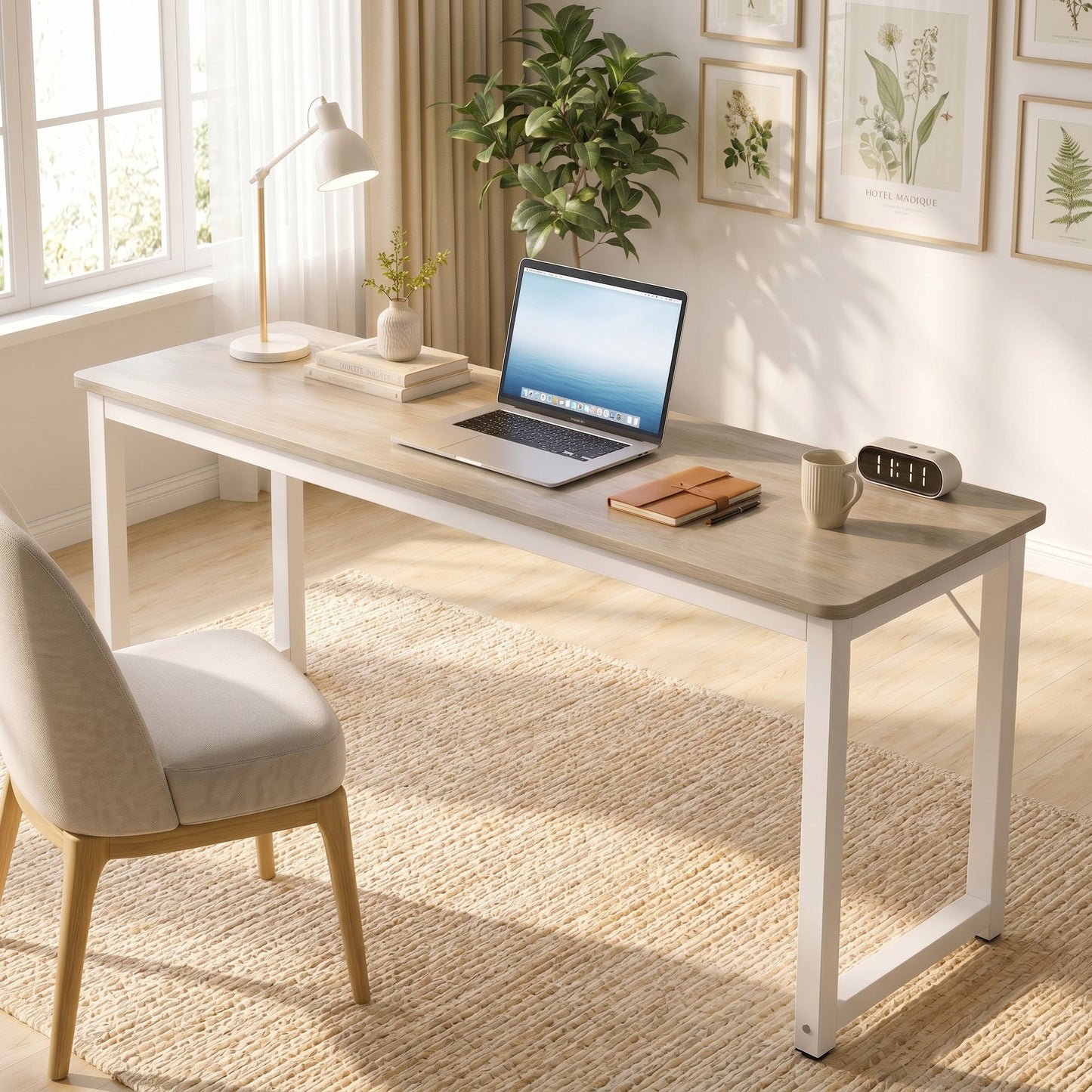 Narrow Wood Metal Console Table Modern Coastal Oak Desk