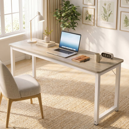 Narrow Wood Metal Console Table Modern Coastal Oak Desk