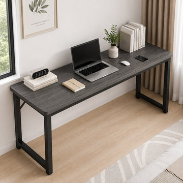 Rustic Grey Wood Metal Console Table Narrow Desk