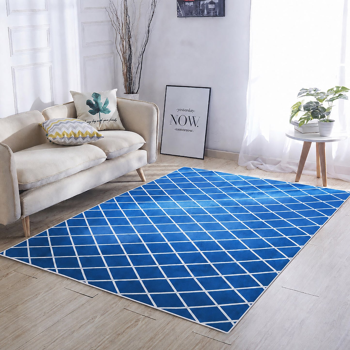 XL Extra Large 300 x 200 Rug Easy-Care Carpet Mat Blue