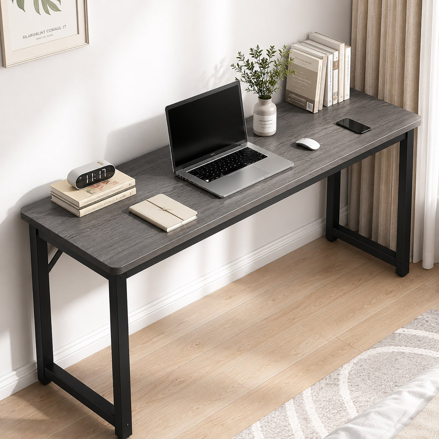 Rustic Grey Wood Metal Console Table Narrow Desk