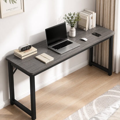 Rustic Grey Wood Metal Console Table Narrow Desk