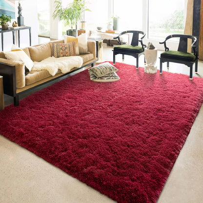 160 x 120 Soft Shag Rug Carpet Mat Wine