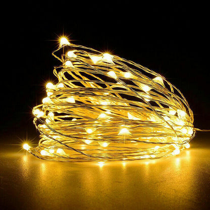 10m Warm White LED Fairy String Lights Waterproof Garden Decor